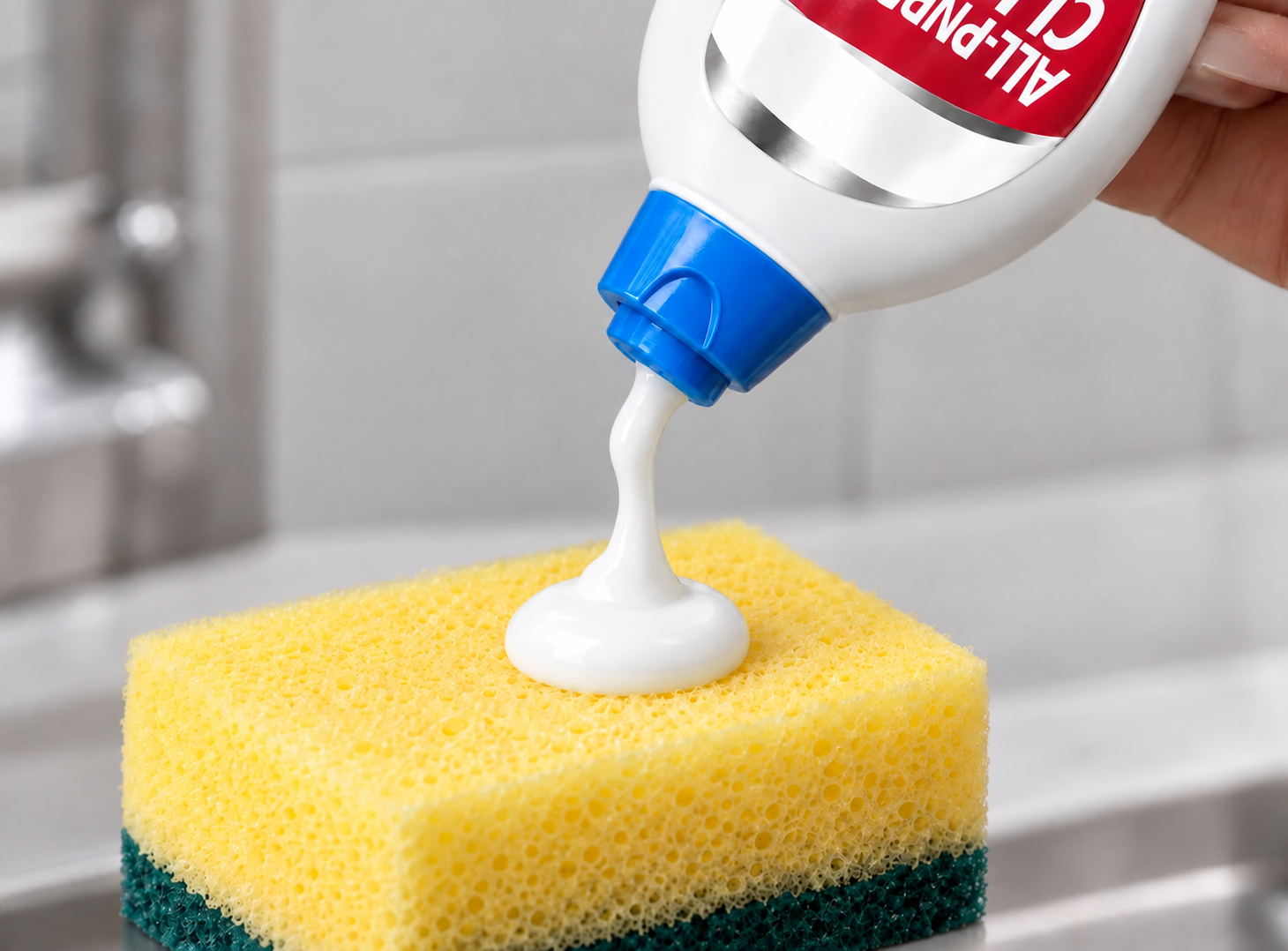Applying cream to a sponge