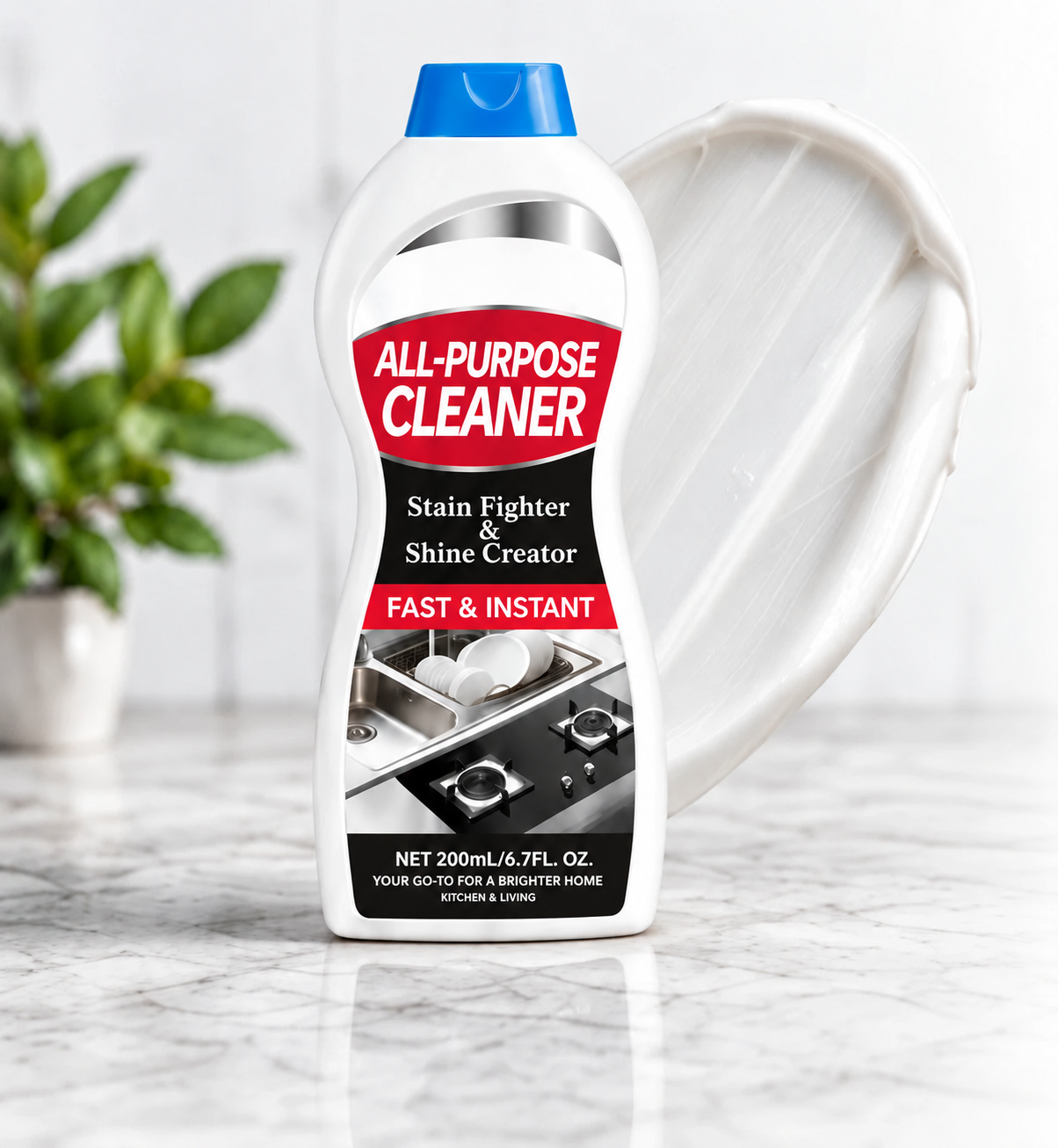 SCARVAGE bottle beside a swirl of cleaning cream