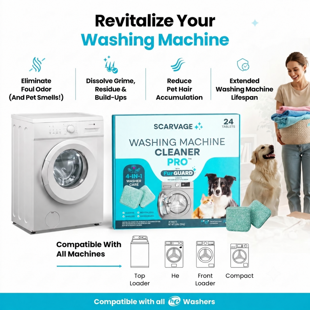 Deep-Clean Washing Machine Cleaner for Odors & Residue