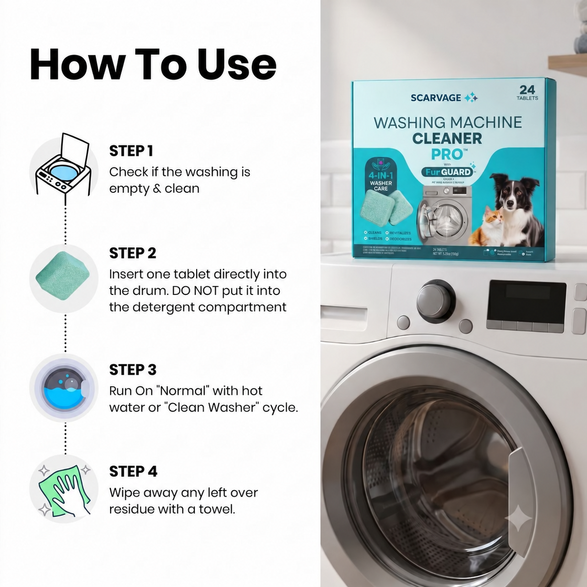 Deep-Clean Washing Machine Cleaner for Odors & Residue
