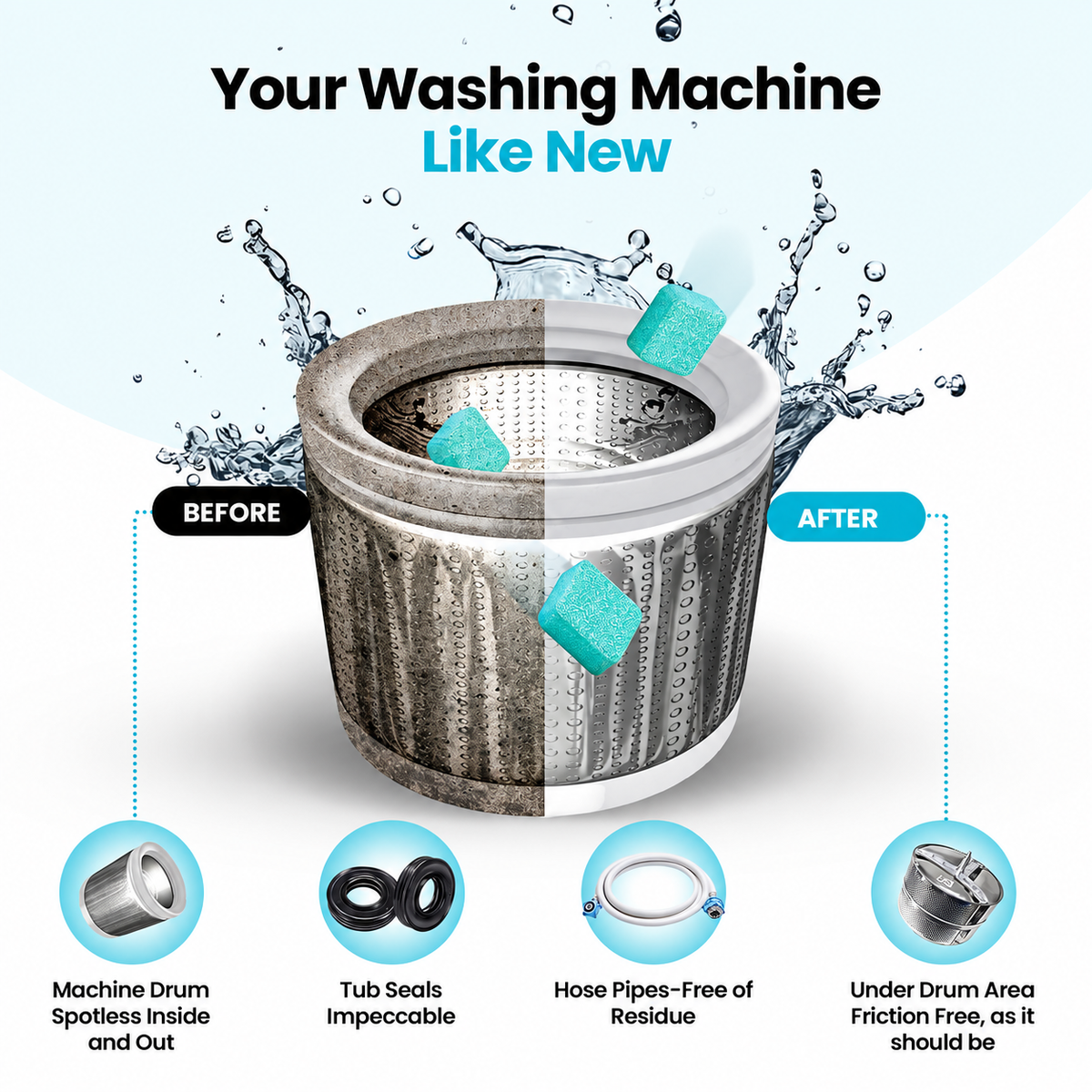 Deep-Clean Washing Machine Cleaner for Odors & Residue