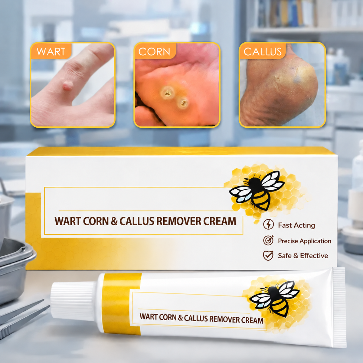 Wart, Corn & Callus Relief Cream — Targeted Daily Care for Rough, Hardened-Looking Skin on Hands & Feet