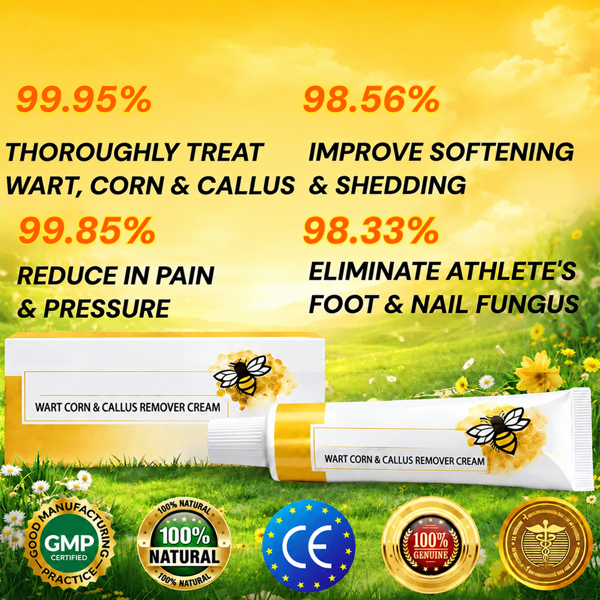Wart, Corn & Callus Relief Cream — Targeted Daily Care for Rough, Hardened-Looking Skin on Hands & Feet