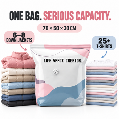 No-Pump Vacuum Storage Bags — Save Up to 80% Space