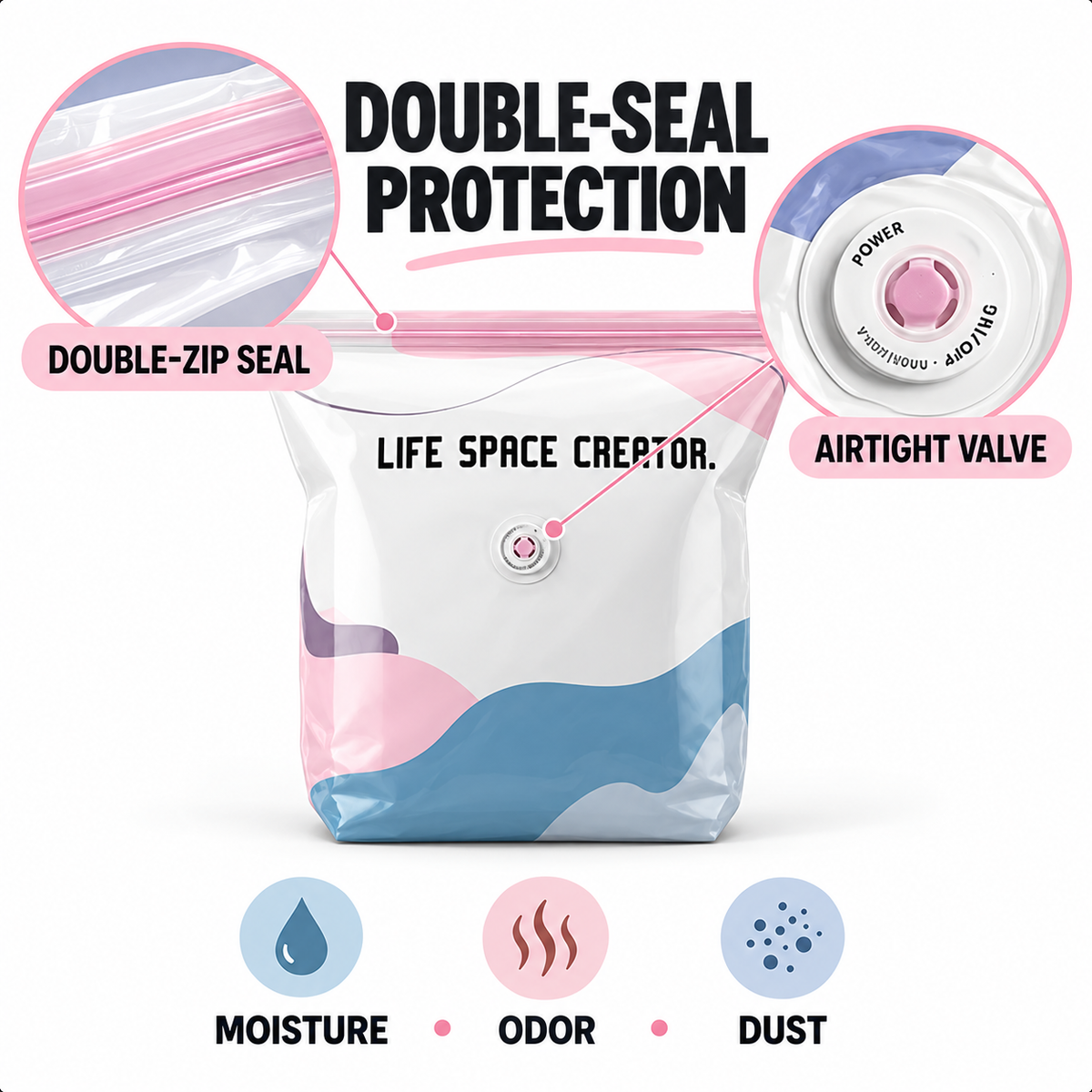 No-Pump Vacuum Storage Bags — Save Up to 80% Space