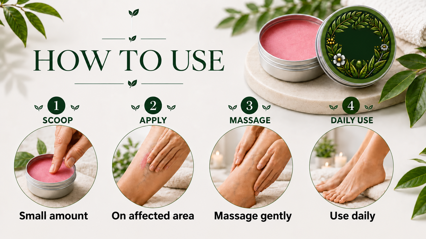 How to use: scoop, apply, massage and daily care